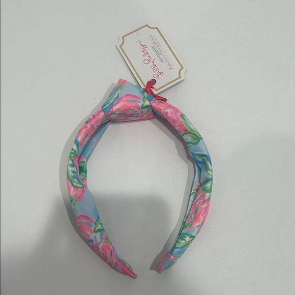 Lilly Pulitzer Floral Pink and Blue top knit poly twill Headband 1” wide new - Picture 1 of 5
